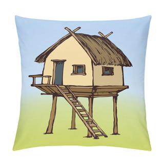 Personality  Hut On Legs. Vector Drawing Pillow Covers