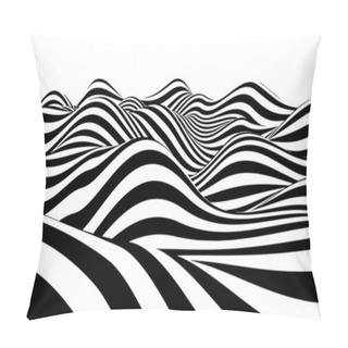 Personality  Optical Illusion Wave. Abstract 3d Black And White Illusions. Vector Illustration. Pillow Covers