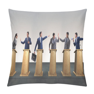 Personality  Politicians Participating In Political Debate Pillow Covers