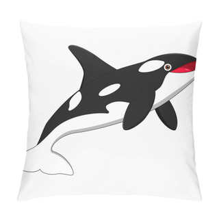 Personality  Cute Killer Whale Cartoon On White Background Pillow Covers