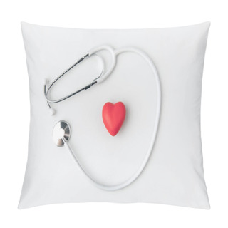 Personality  Stethoscope With Red Heart Laying Isolated On White Background     Pillow Covers