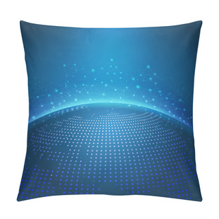 Personality  Global Technology Mesh Digital Network With Dot Digital World Ma Pillow Covers