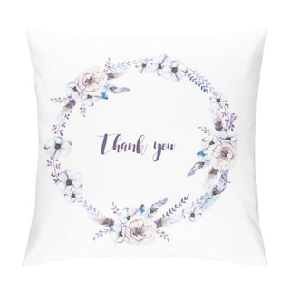 Personality  Watercolor Floral Wreath Pillow Covers
