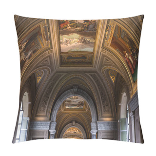 Personality  ROME, ITALY - JUNE 28, 2019: Ceiling With Ancient Frescoes In Vatican Museum  Pillow Covers