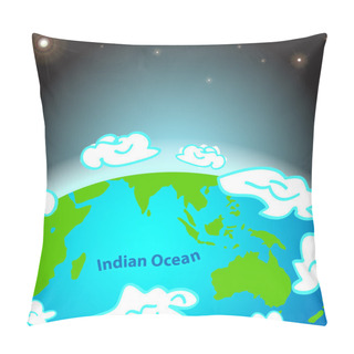 Personality  Illustration Of Indian Ocean On Earth Pillow Covers