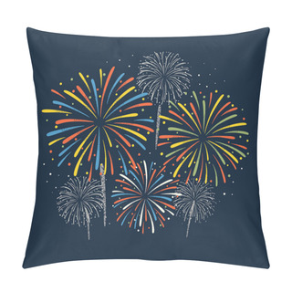 Personality  Festive Color Firework On Dark Night Background. Pillow Covers