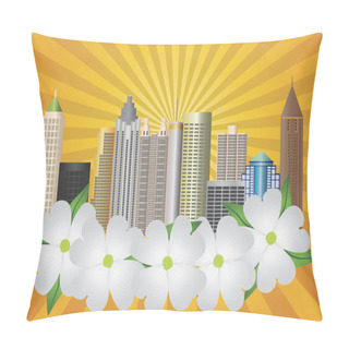 Personality  Atlanta Georgia City Skyline With Dogwood Illustration Pillow Covers