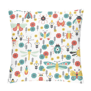 Personality  Pattern With Bugs And Insects Pillow Covers