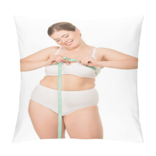 Personality  Overweight Woman Measuring Chest Pillow Covers