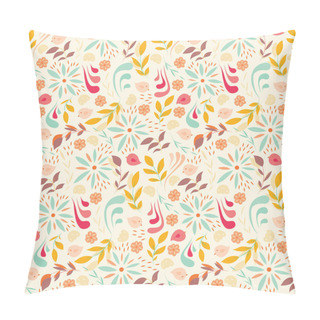 Personality  Seamless Pattern Design With Little Flowers, Floral Elements, Birds Pillow Covers
