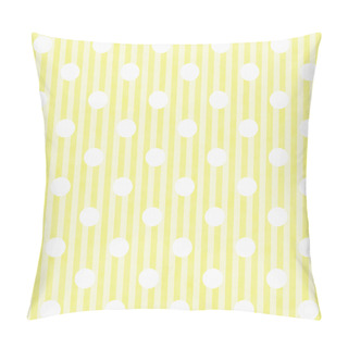 Personality  Yellow And White Polka Dot And Stripes Fabric Background Pillow Covers