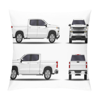 Personality  Realistic Car. Truck, Pickup. Front View; Side View; Back View. Pillow Covers