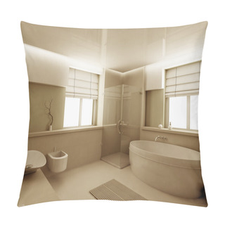 Personality  3D Render Interior Of Bathroom Pillow Covers