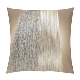 Personality  Blonde Hair Frizzy And Straight Comparison Pillow Covers