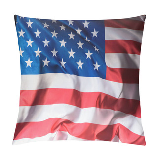 Personality  Close-up Shot Of Waving United States Flag, Independence Day Concept Pillow Covers