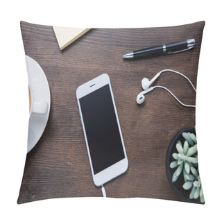 Personality  Coffee Cup And Smartphone On Desk Pillow Covers