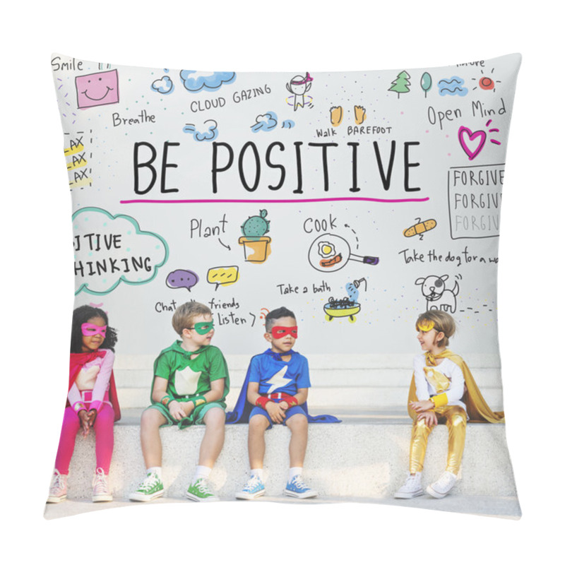 Personality  Superhero kids have fun together pillow covers