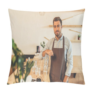 Personality  Barista Standing At Counter Pillow Covers