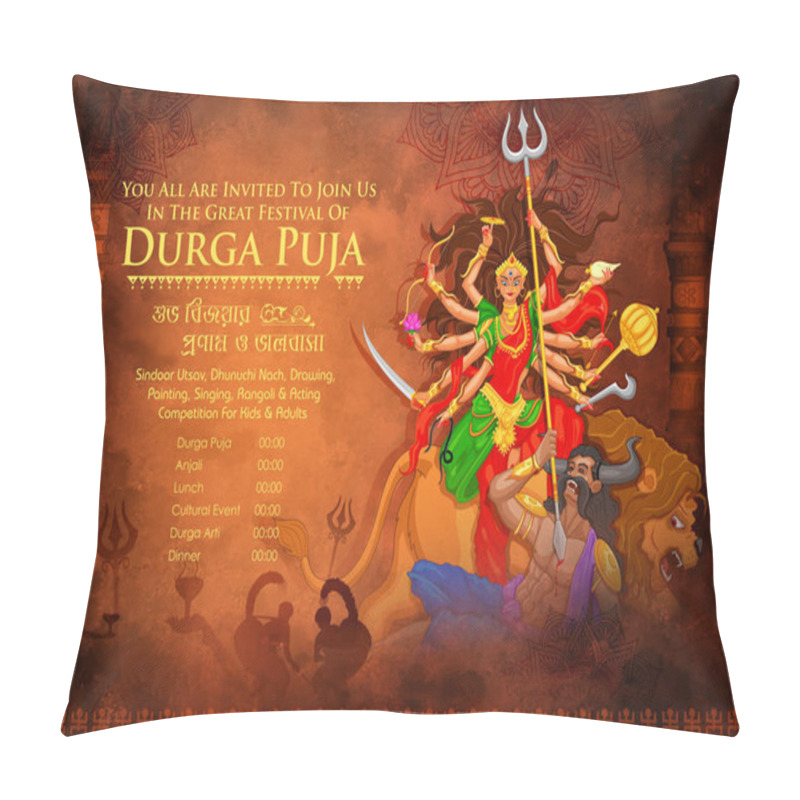 Personality  Goddess Durga In Happy Durga Puja Subh Navratri Indian Religious Header Banner Background Pillow Covers