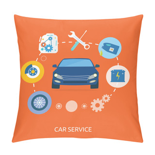 Personality  Auto Mechanic Service Flat Icons Of Maintenance Car Repair Pillow Covers