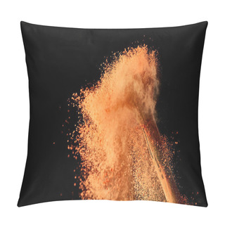 Personality  Cosmetic Brush With Colorful Paint Explosion On Black Background Pillow Covers