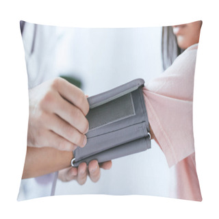 Personality  Cropped Shot Of Doctor Measuring Blood Pressure Of Patient Pillow Covers