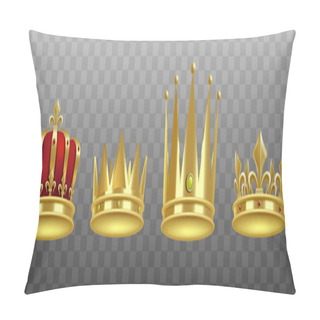 Personality  Set Of Glossy Golden Royal Crowns Mockup Realistic Vector Illustration Isolated. Pillow Covers