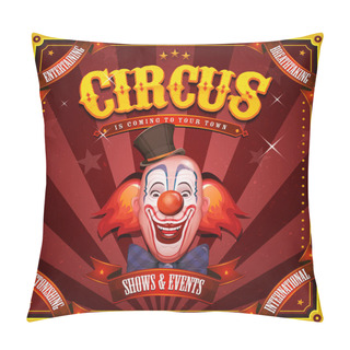 Personality  Vintage Circus Poster With Clown Head Pillow Covers