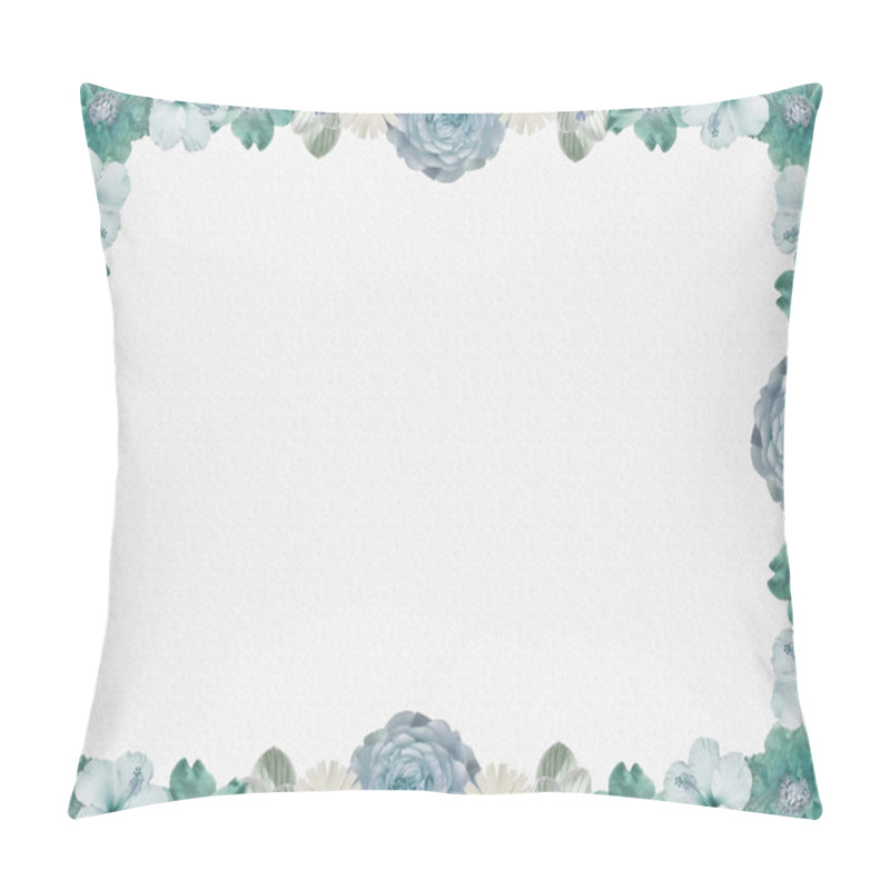 Personality  Vintage Pastel Colored Flower Frame On Grey Sparkled Background, Pillow Covers