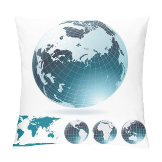 Personality  Globe And Detail Map Of The World. Pillow Covers