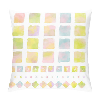 Personality  Colorful Squares And Diamonds With Watercolor Texture, Graphic Elements Pillow Covers
