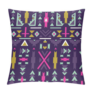 Personality  Seamless Colorful Aztec Pattern. Dark Background. Pillow Covers