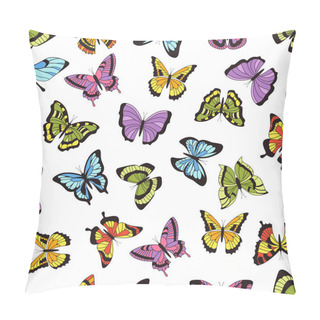 Personality  Butterfly Seamless Pattern. Floral Garden Print, Seamless Graphic Background With Butterflies And Flowers. Vector Hand Drawn Insects Pillow Covers