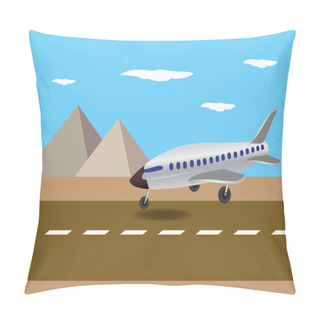 Personality  Airplane Landing In Egypt Vector Illustration Pillow Covers
