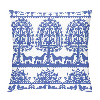 Personality  Seamless Floral Polish Folk Art Pattern Wycinanki Kurpiowskie - Kurpie Papercuts Pillow Covers