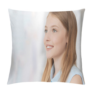 Personality  Side View On Beaming Girl Looking Somewhere Pillow Covers