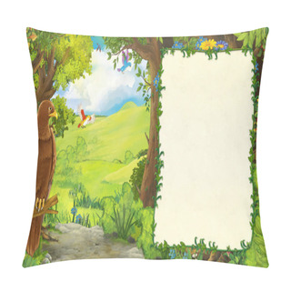 Personality  Cartoon Scene With Bird Eagle With Mountains Valley Near The For Pillow Covers