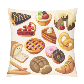 Personality  Set Of Pies And Flour Products From Bakery Or Pastry Shop Pillow Covers
