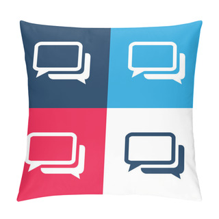 Personality  Black And White Chat Bubbles Blue And Red Four Color Minimal Icon Set Pillow Covers