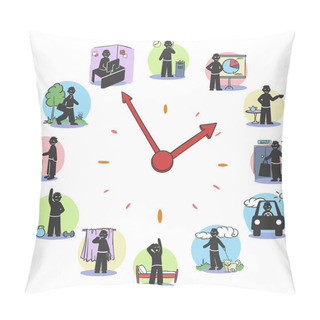 Personality  Daily Routine Clock Characters Concept Pillow Covers