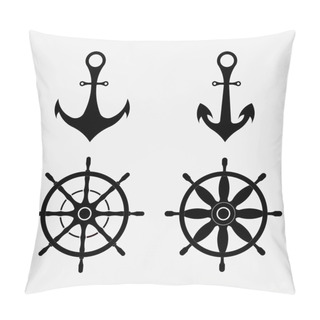 Personality  Anchor And Steering Wheel, Nautical Symbols Pillow Covers