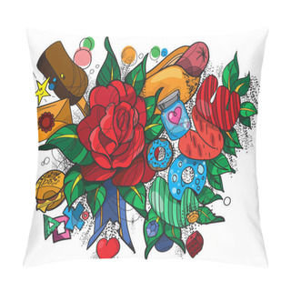 Personality  Tattoo Or Postcard Design Pillow Covers