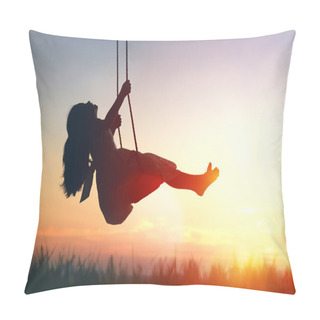 Personality  Child Girl On Swing Pillow Covers