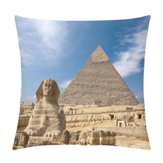Personality  Sphinx And The Great Pyramid In Egypt Pillow Covers