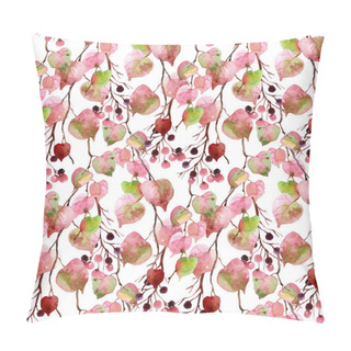 Personality  Watercolor Autumn Leaves, Branches And Berry Seamless Pattern. Pillow Covers