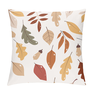 Personality Vector Seamless Pattern With Falling Leaves, Autumn Floral Elements.right Repeated Texture For Fall Season. Pillow Covers