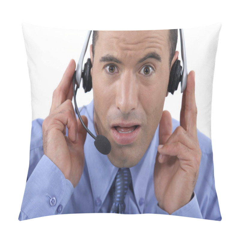 Personality  Call Centre Operator Looking Shocked Pillow Covers