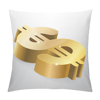 Personality  Golden Dollar Sign. Vector Illustration. Pillow Covers