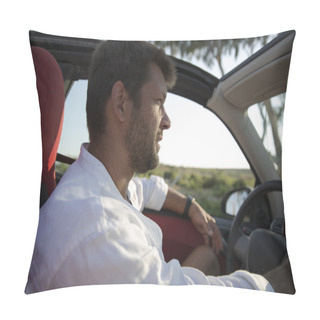 Personality  Man With Stubble Driving Rental Car Pillow Covers