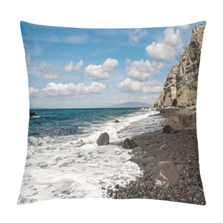 Personality  Blue Aegean Sea Near Rocks Against Sky With Clouds  Pillow Covers